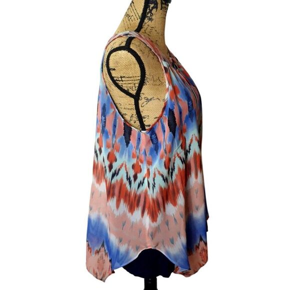 IZ Byer Womens Asymmetrical Sleeveless Top L Multi Layered Artisan Tie Dye Chic - Picture 4 of 6